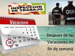 RESOLUCIÓN DE INSPECCIÓN SOBRE EL DISFRUTE DE VACACIONES Y FIN DE SEMANA EL MISMO MES RESOLUCIÓN DE INSPECCIÓN SOBRE EL DISFRUTE DE VACACIONES Y FIN DE SEMANA EL MISMO MES