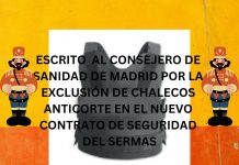 ESCRITO AL CONSEJERO DE SANIDAD DE MADRID POR LA EXCLUSIÓN DE CHALECOS ANTICORTE EN EL NUEVO CONTRATO DE SEGURIDAD DEL SERMAS ESCRITO AL CONSEJERO DE SANIDAD DE MADRID POR LA EXCLUSIÓN DE CHALECOS ANTICORTE EN EL NUEVO CONTRATO DE SEGURIDAD DEL SERMAS