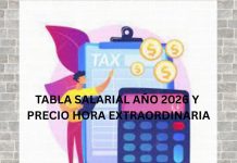 TABLA SALARIAL AÑO 2026 Y PRECIO HORA EXTRAORDINARIA